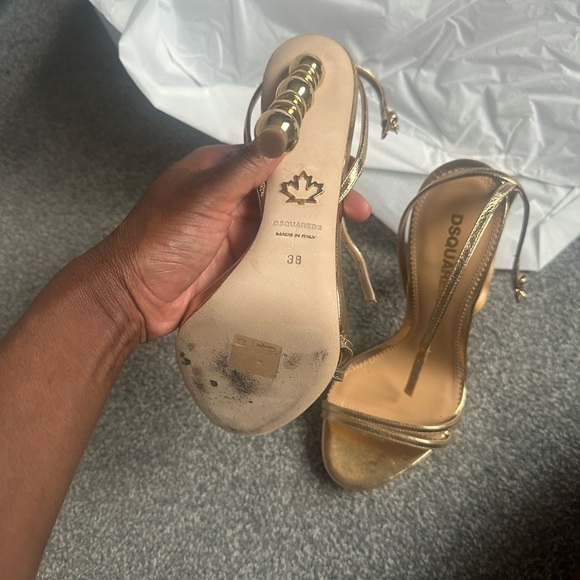 DSQUARED GOLD HEELS SIZE 38 worn once - Picture 6 of 9